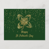 シャムロック金ゴールド紙吹雪St patricks day シーズンポストカード (正面)