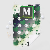 シャムロック、グラデーション背景に緑と白 ゴルフタオル (インサイチュ)