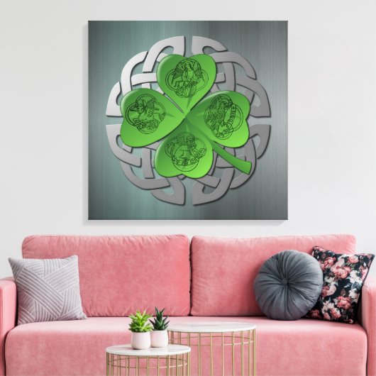 シャムロック – ケルト結び目模様- 4エバンジェリスト キャンバスプリント (インサイチュ (リビング))