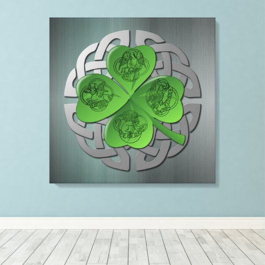 シャムロック – ケルト結び目模様- 4エバンジェリスト キャンバスプリント (インサイチュ (ウッドフロア))