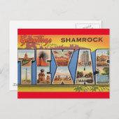 シャムロック・テキサス州・ヴィンテージ・トラベルからの挨拶 ポストカード (正面/裏面)