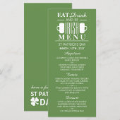 シャムロック&ビールアイリッシュセントパトリックの日メニュー メニュー (正面/裏面)