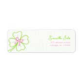 シャムロック ピンク グリーン ブライダルシャワー 返信住所 ラベル (正面)