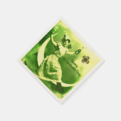 シャムロック・モノグラムを持つ聖パトリックの日の月の女性 スタンダードカクテルナプキン (角)