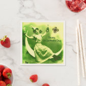 シャムロック・モノグラムを持つ聖パトリックの日の月の女性 スタンダードカクテルナプキン (インサイチュ)