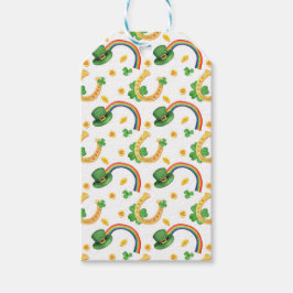 シャムロック&レプレシャン帽子とレインボーパターン ギフトタグ