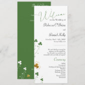 シャムロック ワイルドフラワー エレガント ウェディング プログラム カード (正面/裏面)