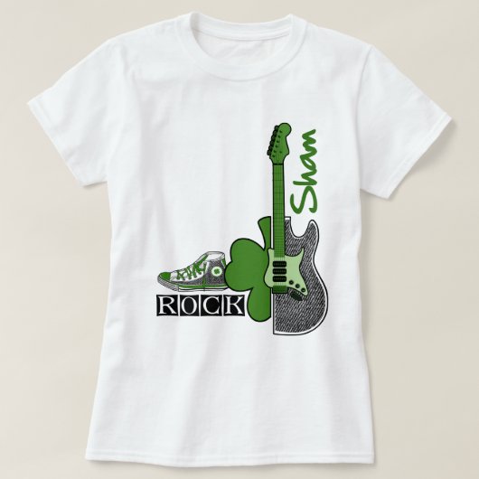 シャムロック。音楽テーマ聖パトリックの日 Tシャツ (デザイン正面)