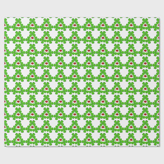 シャムロック、4つの葉のクローバーとハートギフトラップ ラッピングペーパー (フラット)