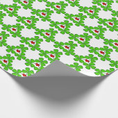 シャムロック、4つの葉のクローバーとハートギフトラップ ラッピングペーパー (角)