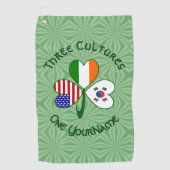 シャムロック S. Korea アイルランド アメリカ 国旗 パーソナライズ ゴルフタオル (正面)
