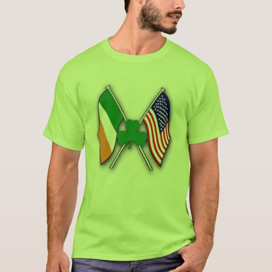 シャムロック'n USA & IRISHフラグ Tシャツ (正面)