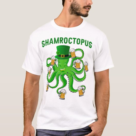 シャムロットポおもしろいス動物タコビールSt patricks Tシャツ (正面)