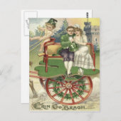 シャムロ結婚したックカップル馬車ケルブ ポストカード (正面/裏面)
