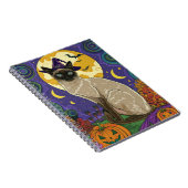 シャム不気味猫ハロウィーン魔女とカボチャ ノートブック (右側)