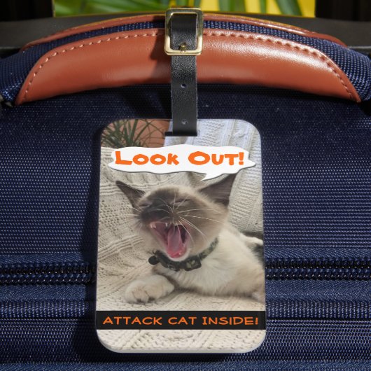 シャム人が猫を攻警告撃、クローズアップ写真 ラゲッジタグ (正面インサイチュ2)