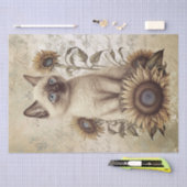 シャム子猫ひまわり猫 薄葉紙 (クラフト)