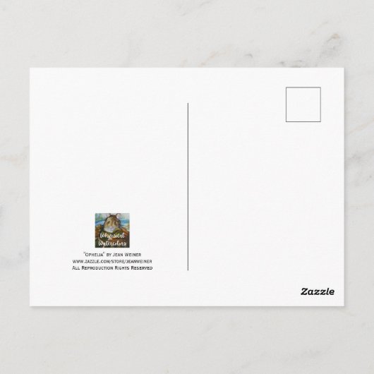 シャム子猫ピンクカラー水彩絵葉書 ポストカード (裏面)