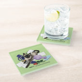 シャム猫いたずらおもしろい ガラスコースター (アングル)