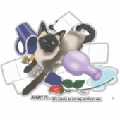 シャム猫いたずらおもしろい シール (正面)