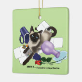 シャム猫いたずらおもしろい セラミックオーナメント (左)