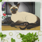 シャム猫いたずら キッチンタオル (折り畳み)