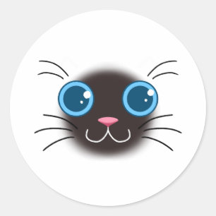 シャム猫かわいいステッカー ラウンドシール