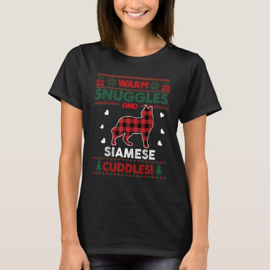 シャム猫かわいい猫クリスマス醜いクリスマスセーター Tシャツ (正面)