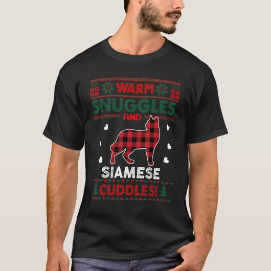 シャム猫かわいい猫クリスマス醜いクリスマスセーター Tシャツ (正面)
