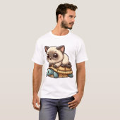 シャム猫がカメに乗る Tシャツ (正面フル)