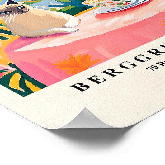 シャム猫がコーヒーを飲むキッチンデコおもしろいール。 ポスター (角)