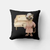 シャム猫がコーヒー枕を愛する – かわいい水色 クッション (正面)