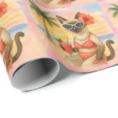 シャム猫がサングラスを被るビーチ ラッピングペーパー (ロールコーナー)