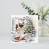 シャム猫がメッセージを送るメリークリスマス シーズンカード (スタンド正面)