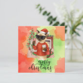 シャム猫がメッセージを送るメリークリスマス シーズンカード (スタンド正面)