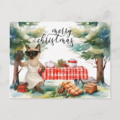 シャム猫がメッセージを送るメリークリスマス シーズンポストカード (正面)