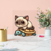 シャム猫が亀に乗る アクリルサイン (ウェディング)