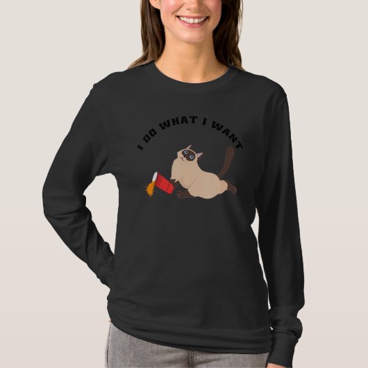 シャム猫が欲しいおもしろいことをする Tシャツ (正面)