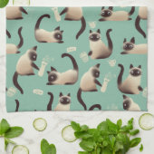 シャム猫が物 キッチンタオル (折り畳み)