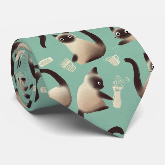 シャム猫が物 ネクタイ (ロール)