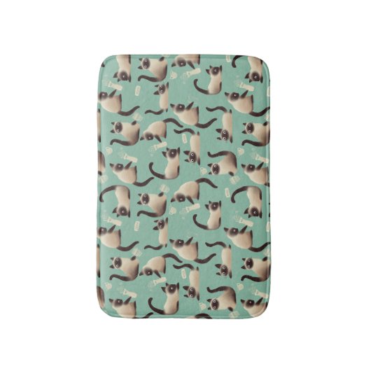 シャム猫が物 バスマット (正面縦)