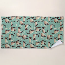 シャム猫が物 ビーチタオル