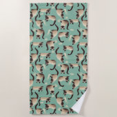 シャム猫が物 ビーチタオル (正面)