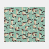 シャム猫が物 フリースブランケット (正面(横))