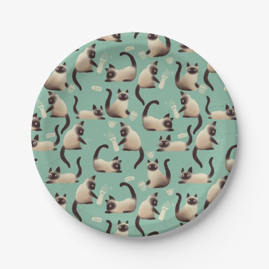 シャム猫が物 ペーパープレート (正面)