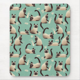 シャム猫が物 マウスパッド