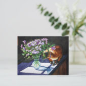 シャム猫が花瓶を襲う|過去記事 ポストカード (スタンド正面)