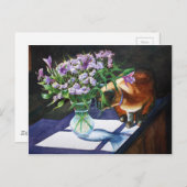 シャム猫が花瓶を襲う|過去記事 ポストカード (正面/裏面)