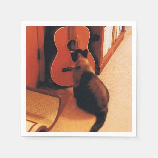 シャム猫とカクテルナプキンの写真 スタンダードカクテルナプキン (正面)