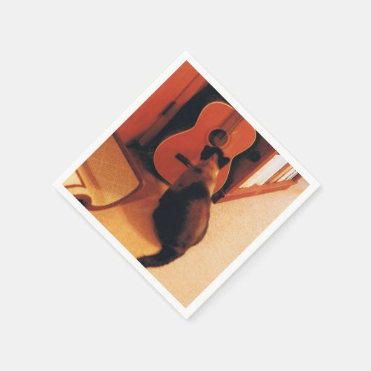 シャム猫とカクテルナプキンの写真 スタンダードカクテルナプキン (角)